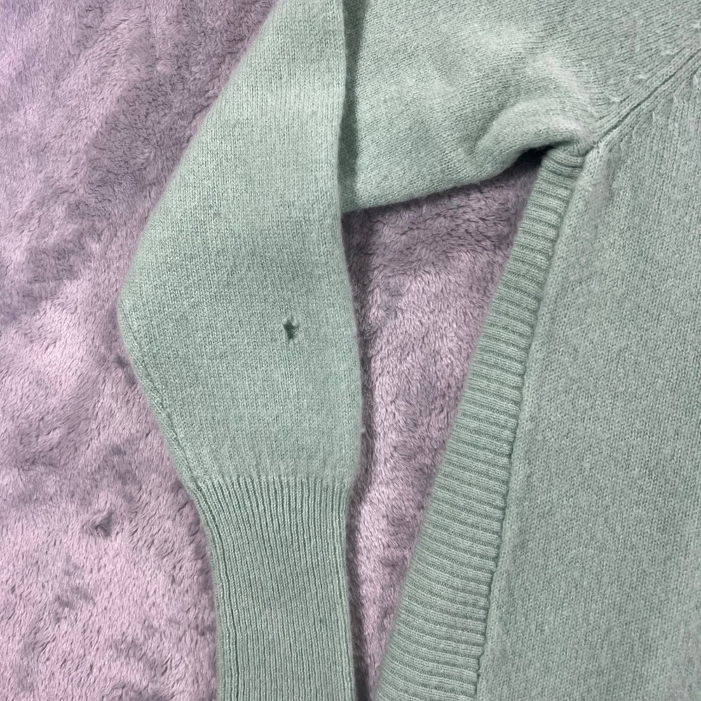 HALOGEN 100 Cashmere Sweater Womens Small Green Fair Back Zip Pullover Cozy - Picture 4 of 16